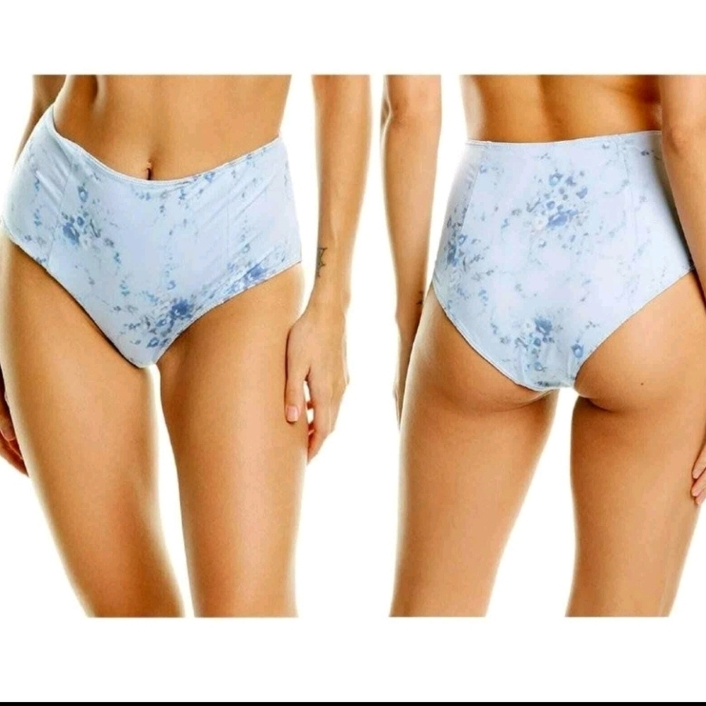 NWT LoveShackFancy Mason Bikini Brief Blue Floral Medium